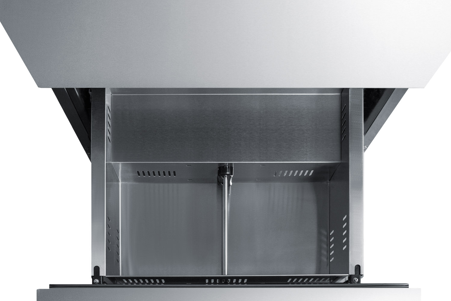 Commercially listed ENERGY STAR certified panel-ready 2-drawer all-refrigerator in stainless steel designed for indoor or outdoor use under standard or ADA compliant counters